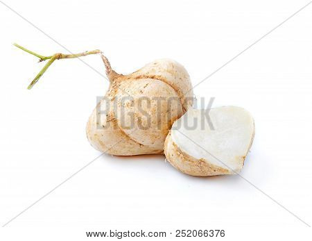 This Is A Jicama On White Background