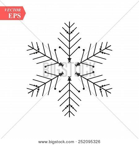 Snowflake Icon. Christmas And Winter Theme. Simple Flat Black Illustration On White Background.