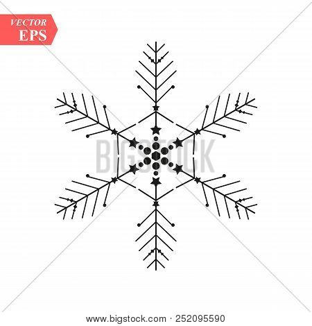 Snowflake Icon. Christmas And Winter Theme. Simple Flat Black Illustration On White Background.