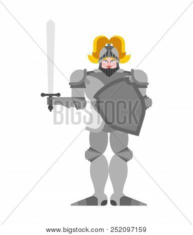 Joan Of Arc. Woman Knight History. National Heroine Of France Vector Illustration