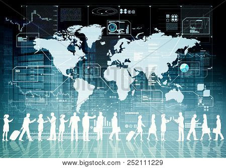 Worldwide Virtual Business People Doing Their Professional Working Activity Inside The Internet Worl