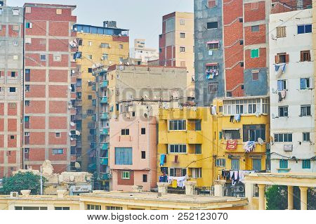 The Poor Quarters Of Karmouz With Narrow Streets, Unfinished High-rises, Old Slums And Chaotic Build