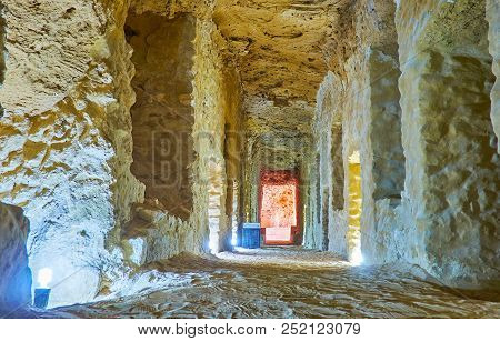 Alexandria, Egypt - December 18, 2017: The Stone Hall Of Catacombs Of Serapeum Temple In Amoud Al Sa
