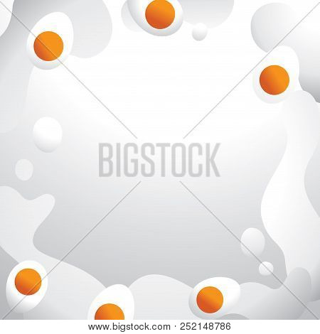 Half Boiled Egg With Abstract Slipping White Egg Background Design Vector Illustration