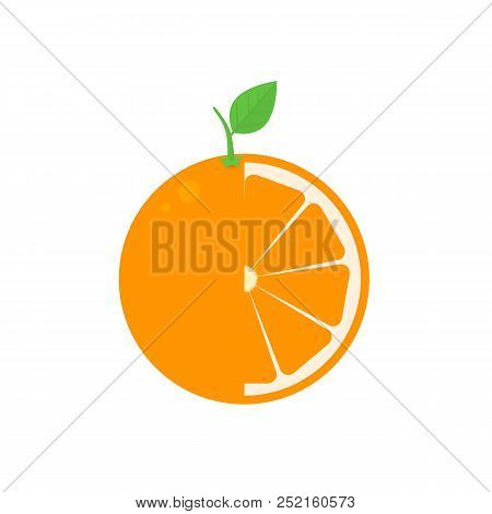 Simple Orange Icon Isolated On White Background. Healthy Lifestyle And Vegetarian Food. Summer Fresh