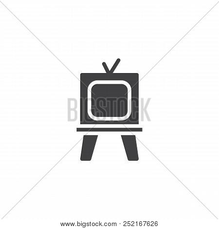 Four Legged Tv Set Vector Icon. Filled Flat Sign For Mobile Concept And Web Design. Retro Tv Simple 
