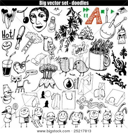 duże wektor zestaw: Doodles