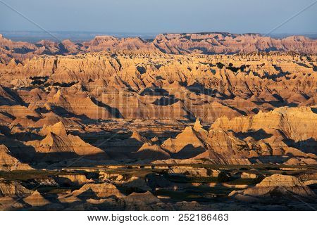 Late Afternoon View From Badlands National Park In South Dakota