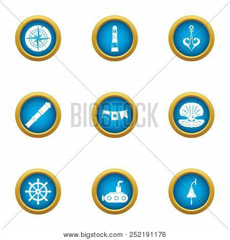 Boatbuilder Icons Set, Flat Style For Any Design
