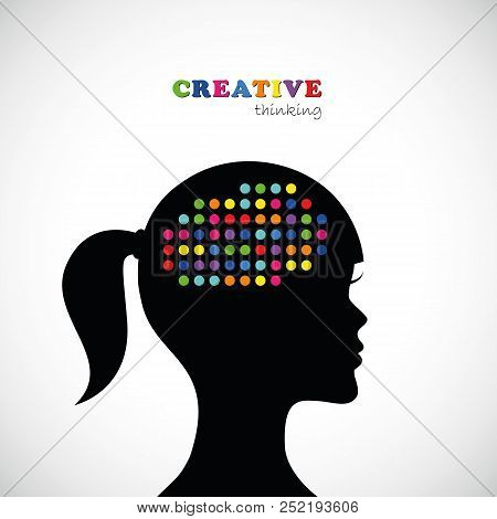 Young Woman Creative Colorful Thinking Vector Illustration