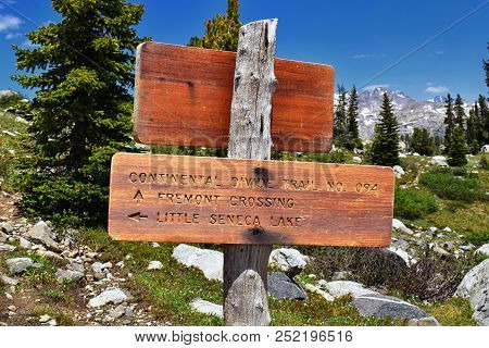 Continental Divide Trail Sign In Wind Rivers Range Wyoming Along Continental Divide Trail No. 094, F