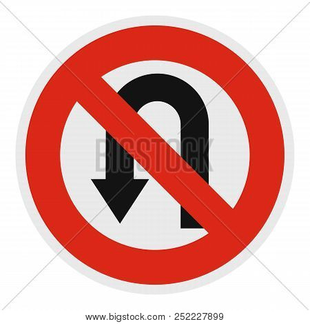 Uturn Prohibited Icon. Flat Illustration Of Uturn Prohibited  Icon For Web.