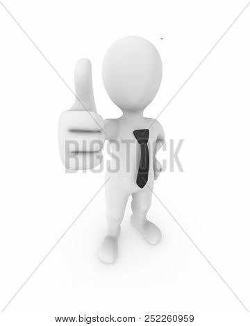 3d White Businessman Shows Thumb Up. 3d Rendered Illustration.