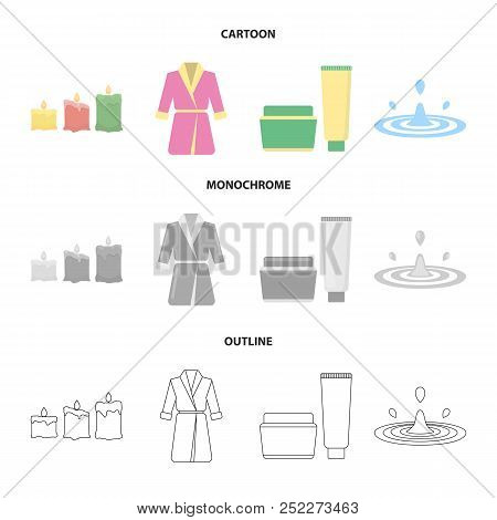 Multicolored Burning Candles, A Pink Robe With A Yellow Belt And A Collar, A Tube With Cream And A J