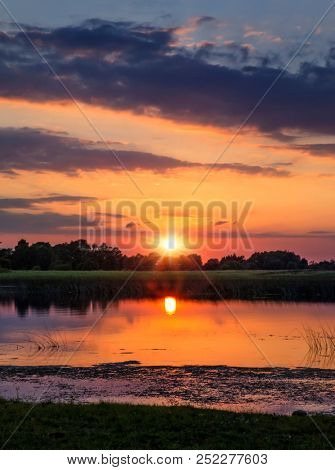 Beautiful sunset over the Shannon River in Ireland