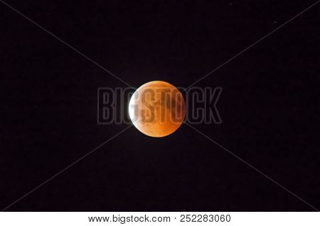 The Total Eclipse Of The Moon In 2018.
Night Sky. The Total Moon Overflowed In 2018. Eclipse Observe