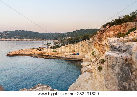 Coastline Of Mediterranean Sea Around Akyar Region At Sunrise. Narlikuyu. Mersin. Turkey