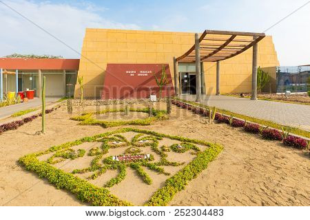 Peru July 2018 Garden View Of Moche Museum  In Trujillo Town, Northern Peru. This Museum Exhibits Ar