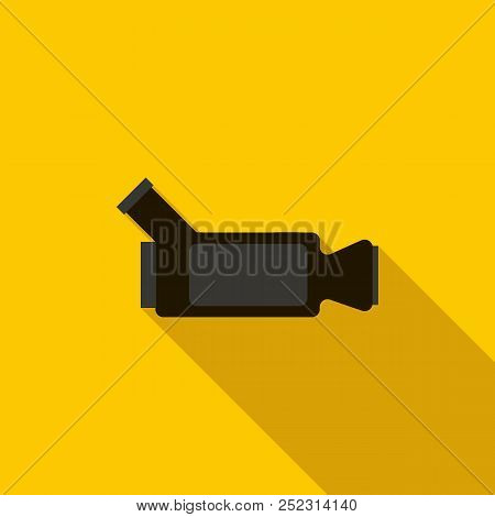 Video Camera Icon In Flat Style With Long Shadow. Videorecording Symbol