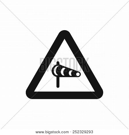 Sign Warning About Cross Wind From The Left Icon In Simple Style Isolatedon White Background