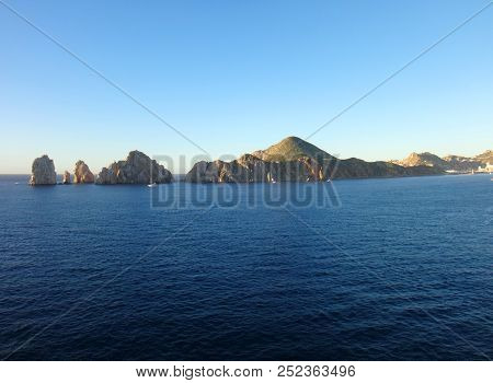 Scene Of Cabo San Lucas From A Cruise Ship. Baja California, Mexico.