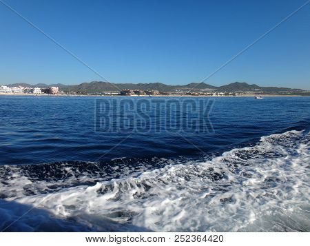 Scene Of Cabo San Lucas From A Cruise Ship. Baja California, Mexico.