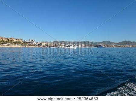 Scene Of Cabo San Lucas From A Cruise Ship. Baja California, Mexico.