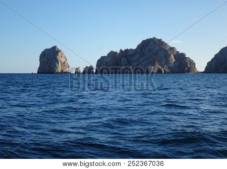 Scene Of Cabo San Lucas From A Cruise Ship. Baja California, Mexico.