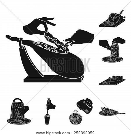 Cooking Food Black Icons In Set Collection For Design. Kitchen, Equipment And Tools Vector Symbol St