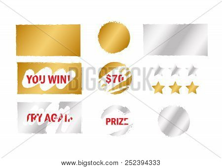 Scratch Card Win. Scratch Card Elements. Win Game Lottery Prize