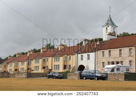 Kirkcaldy, Scotland, July 20 2018: View Of The Historic Old Buildings On Duke Street In The Village 