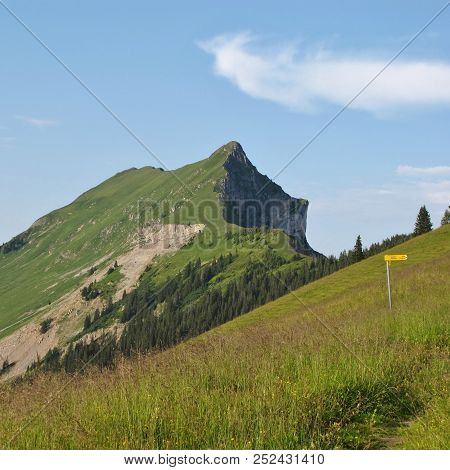 Path Leading To Mount Augstmatthorn, Bernese Oberland. Popular Mountain And Viewpoint Near Interlake