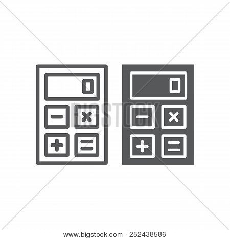 Calculator Line And Glyph Icon, Office And Work, Electronic Sign, Vector Graphics, A Linear Pattern 