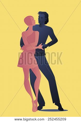 Young Couple Dancing Latin Music: Bachata, Salsa, Merengue, Samba...