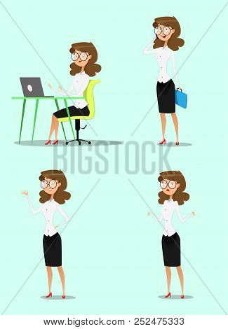 Businesswoman And Businessman Vector. Cartoon Vector Illustration
