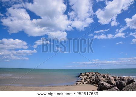 Empty Mediterranean Sand Beach In South France