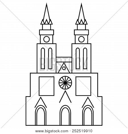 Basilica Of Our Lady Of Lujan, Argentina Icon In Outline Style Isolated On White Background