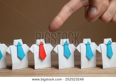 Employer Chooses Points With Finger Employee. Leader Stands Out From The Crowd. Looking For A Good W