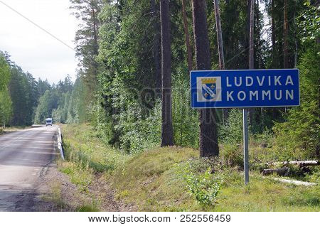 A Road Sign Of The Ludvika District In Dalarna