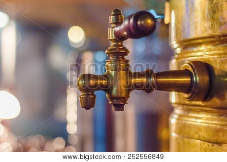 Crane Of An Old Vintage Samovar. The Details Of The Samovar