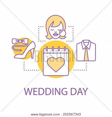 Wedding Day Vector Photo Free Trial Stock Wedding Day Preparation Concept Icon Holiday Dresakeup Idea Thin Line Ilration Vector