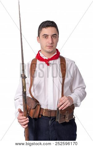 A Retro French Patriot On The White Background