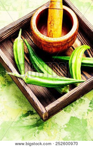 Raw Green Okra Vegetables