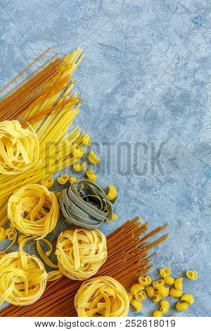 Different Types Of Traditional Italian Pasta.