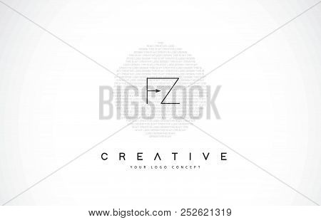 Fz F Z Logo Design With Black And White Creative Icon Text Letter Vector.