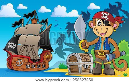 Pirate Monkey Topic 3 - Eps10 Vector Picture Illustration.