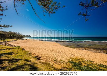 Sunny view of Shelly Beach at Caloundra, Sunshine Coast, Queensland, Australia
