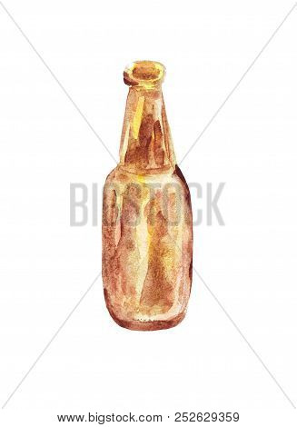 Hand Drawing Of A Watercolor Painting Of A Transparent Bottle