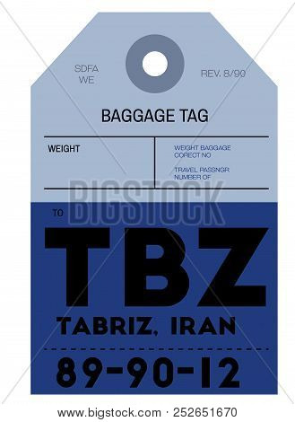 Tabriz Realistically Looking Airport Luggage Tag Illustration