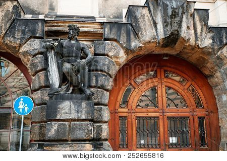 Black Burned Colors Of The Architectural Fragments Of The Zwinger Pavion (der Dresdner Zwinger, 17 C